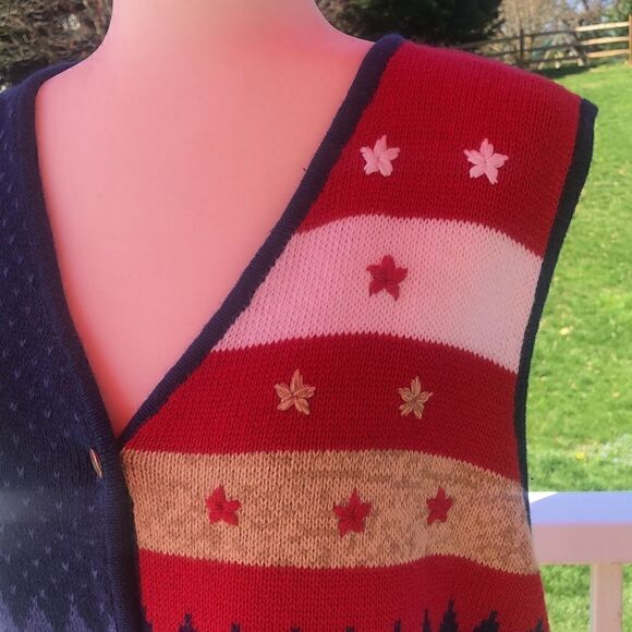 Grandmacore grandma sweater vest Fourth of July 4th women’s 2X plus size - Picture 6 of 16